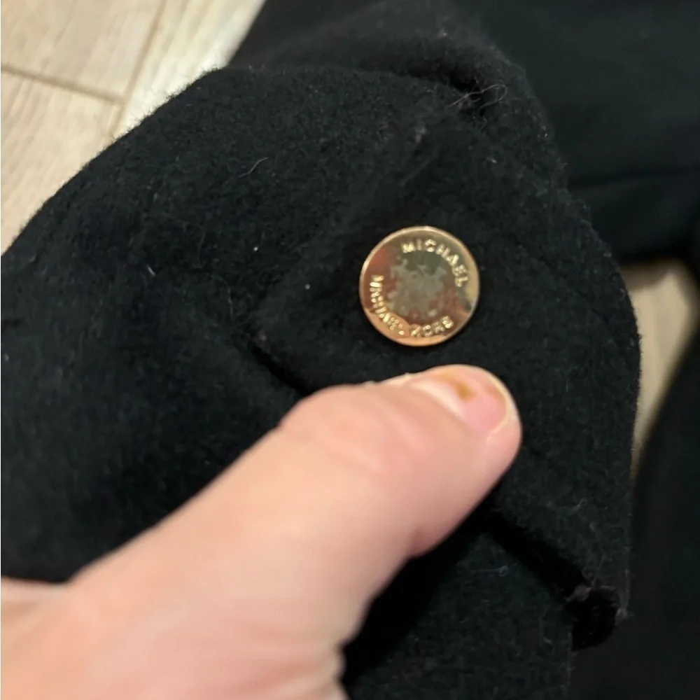 Black MICHAEL by Michael Kors Pea Coat, with gold details - size 8 - Picture 7 of 7